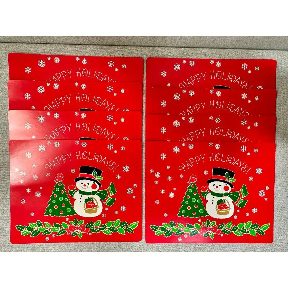 VTG Hallmark Christmas paper Placemats Snowman‎ Set of 16 – 8 NIP & 8 Used USA